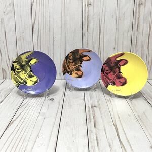 Andy Warhol Set of 3 Cow Melamine 5" Plates Cool Modern Art Pieces **condition